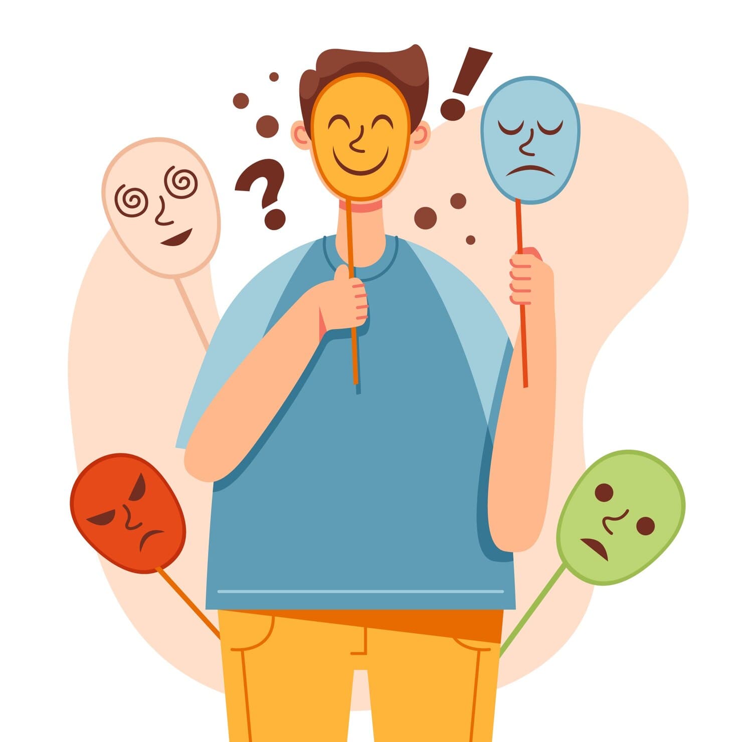 Personality Disorders Therapy Illustration representing varied emotions and self-expression
