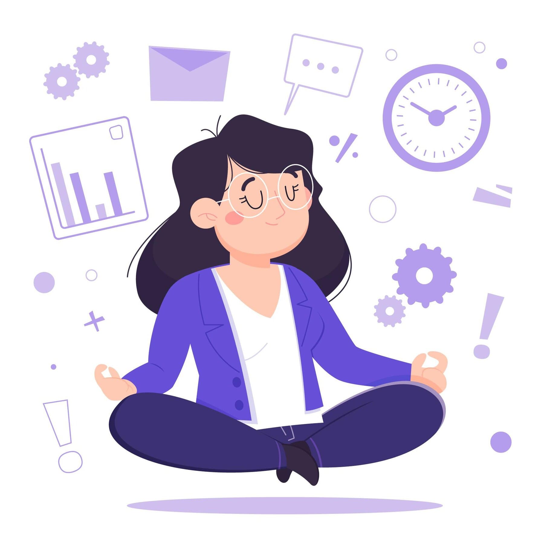 Stress Management Illustration of a person practicing mindfulness